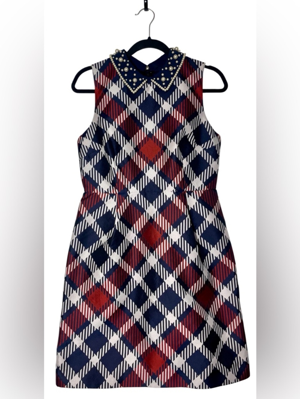 Kate Spade New York Plaid Dress Pearl Embellished Collar Size 8 NWT - Picture 6 of 13